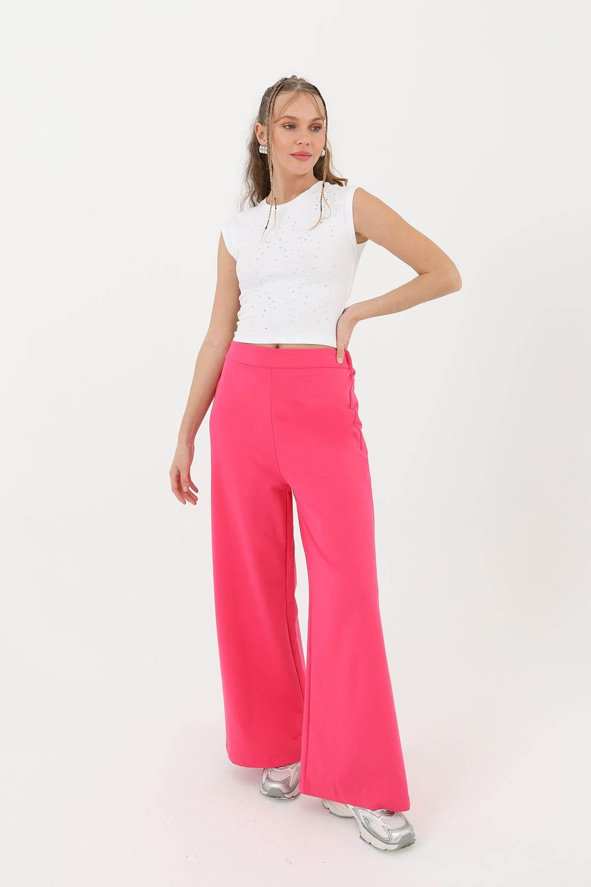 Kadın Geniş Paça Pantolon - 30007PNT Fuşya Pantolon Soul 