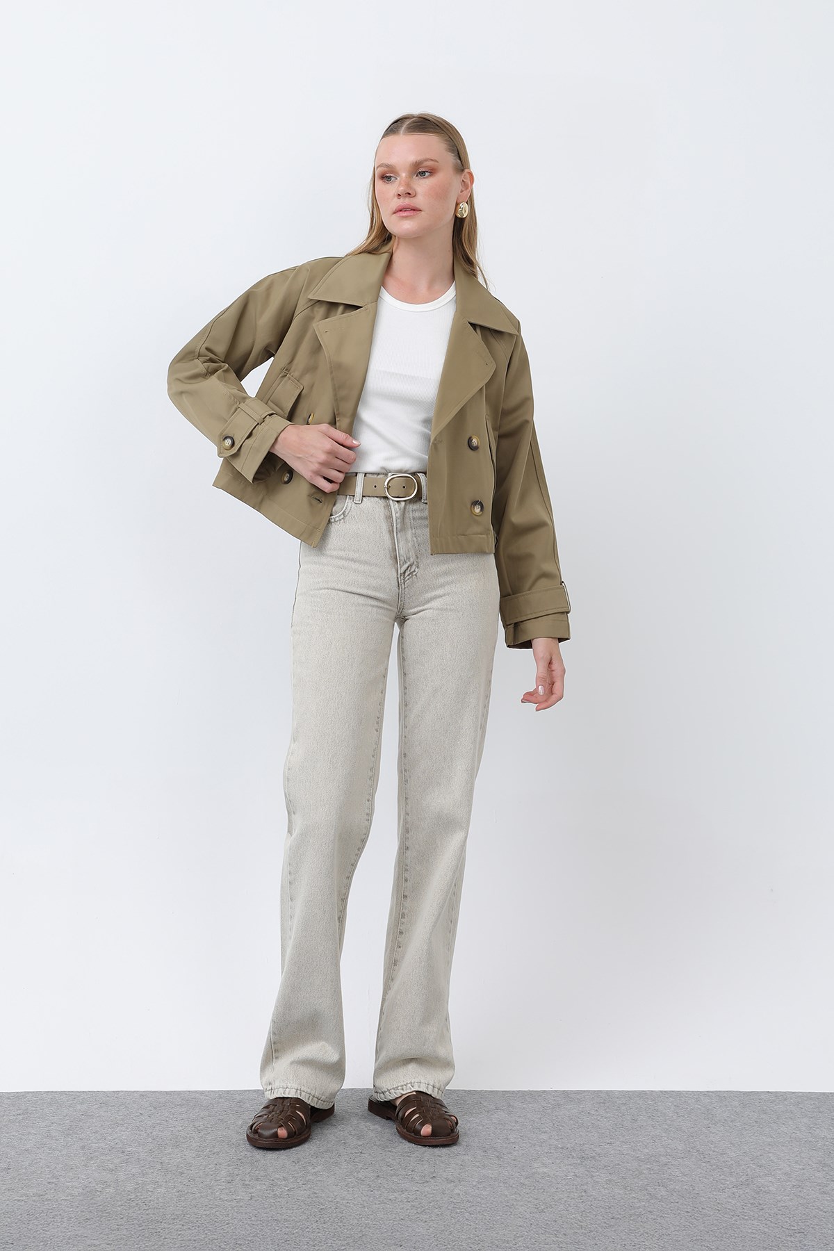 Kadın Kısa Trench - 32123TRC - Haki Trençkot Soul 