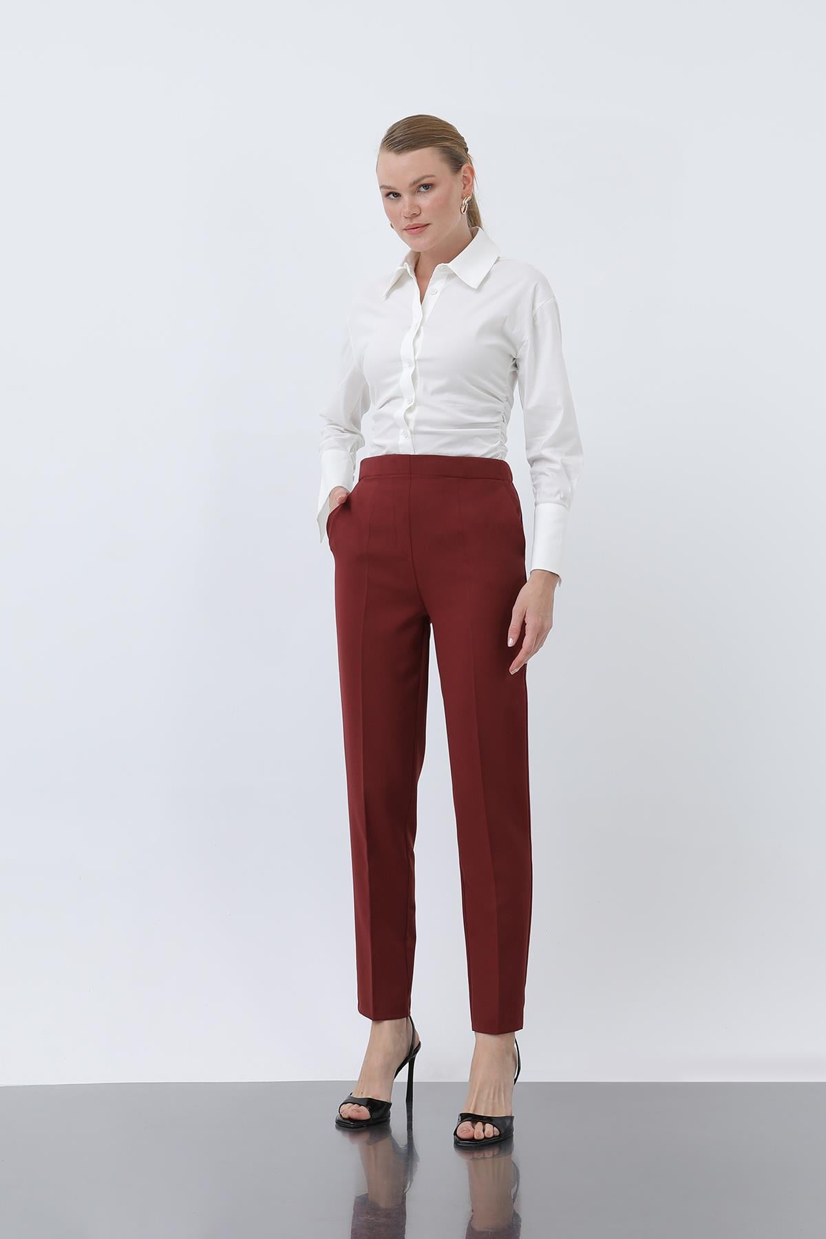 Kadın Havuç Kesim Pantolon - 18242PNT - BURGUNDY