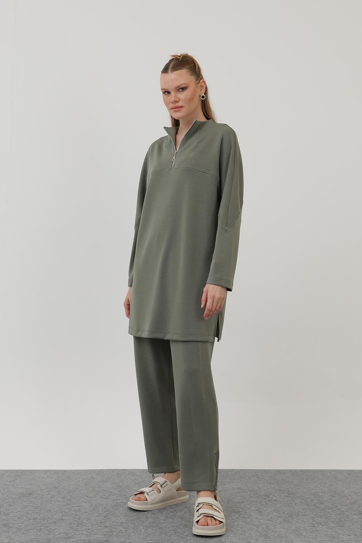 Kadın Önü Fermuar Detaylı Tunik - 10611TUN - KHAKI