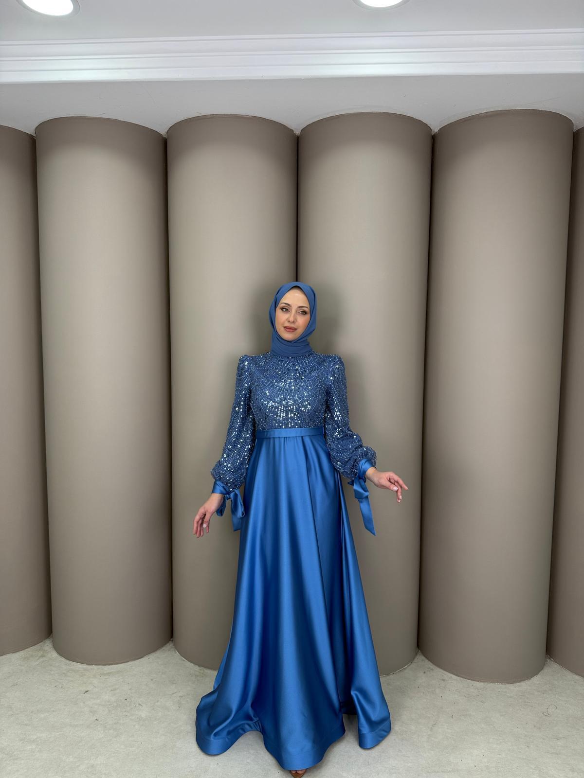 Giyim
Saten Sinem Abiye İndigo