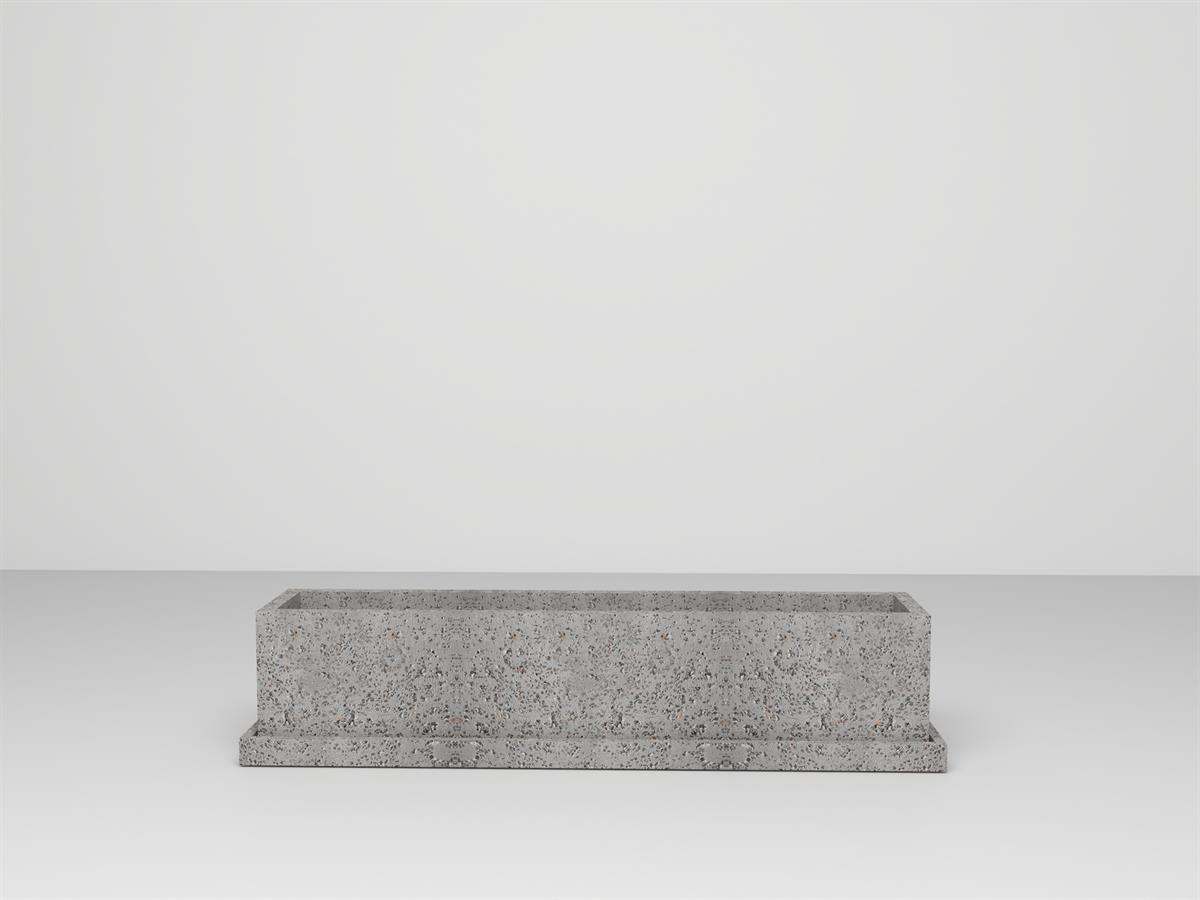 SAKSIPARK-Balkon Serisi Köşeli Beton Gri Saksı
