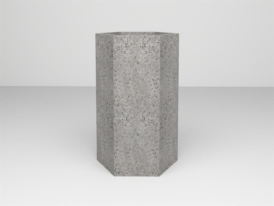 SAKSIPARK-Hera Serisi Köşeli Beton Gri Saksı