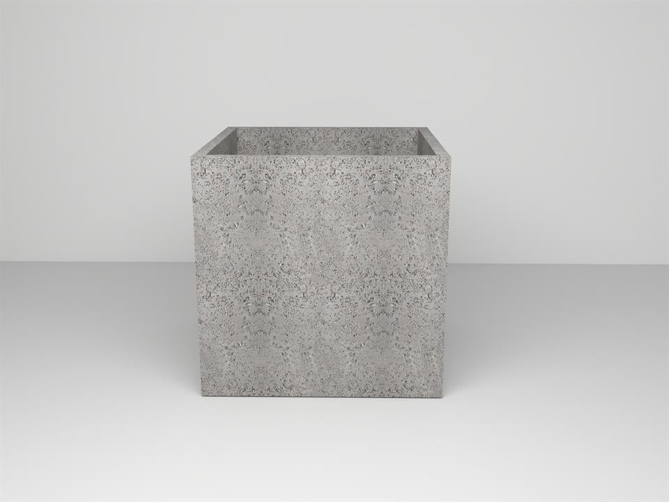 SAKSIPARK-Kübik Serisi Köşeli Beton Gri Saksı