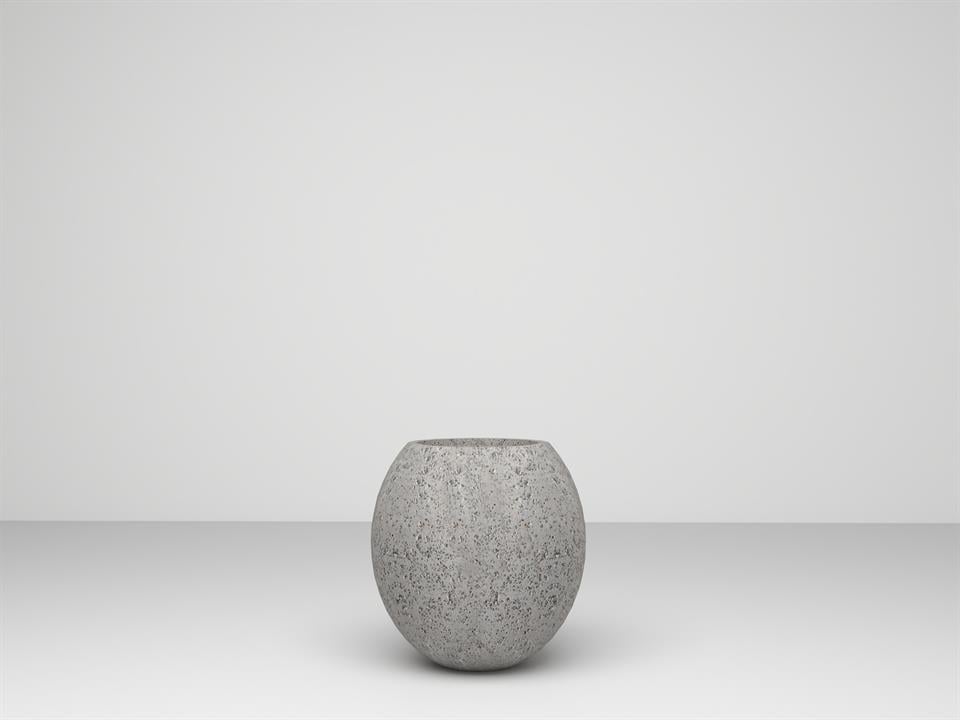 SAKSIPARK-Lina Serisi Yuvarlak Beton Gri Saksı