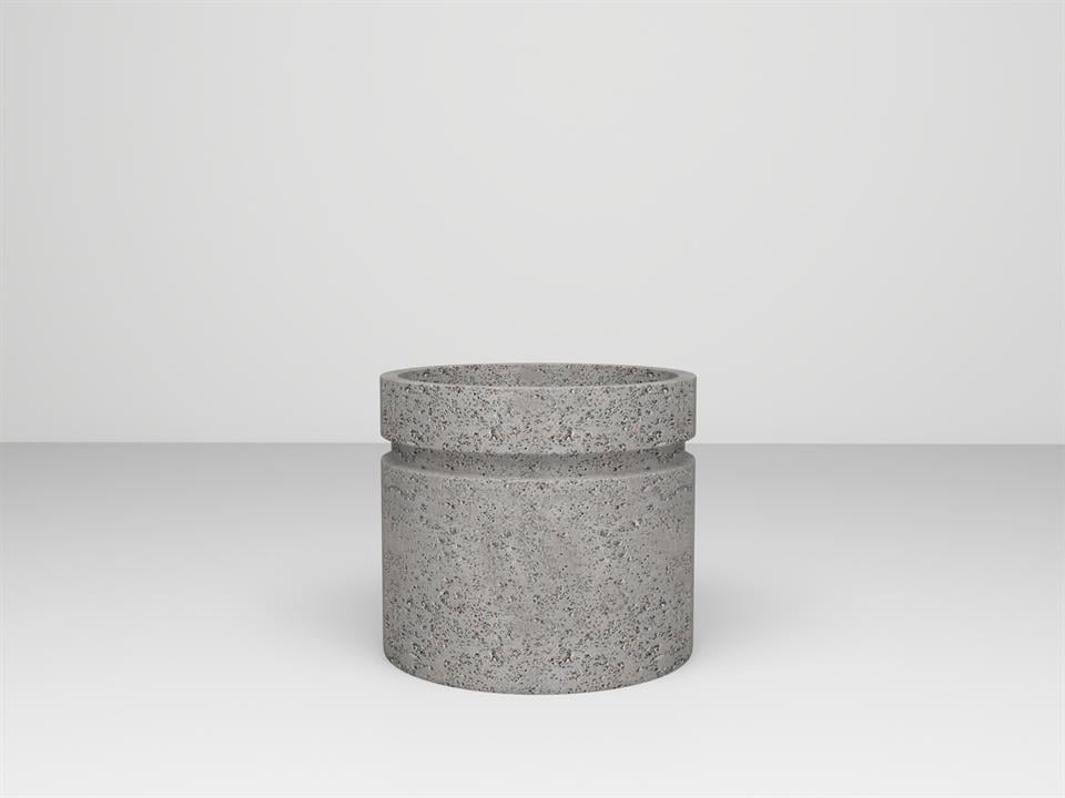 SAKSIPARK-Mia Serisi Yuvarlak  Beton Gri Saksı