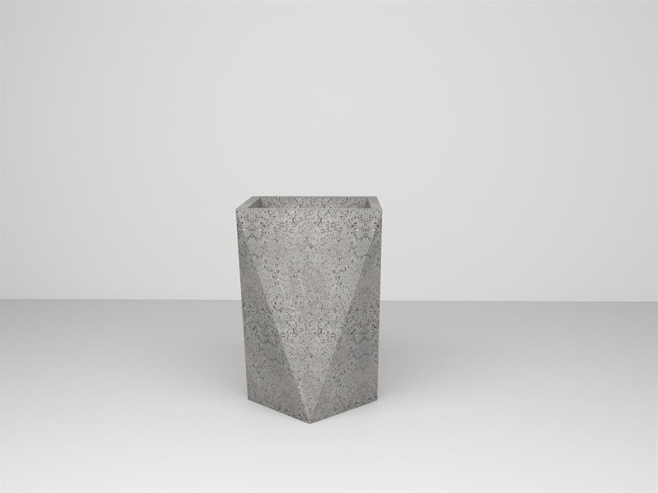 SAKSIPARK-Prizma Serisi Köşeli Beton Gri Saksı