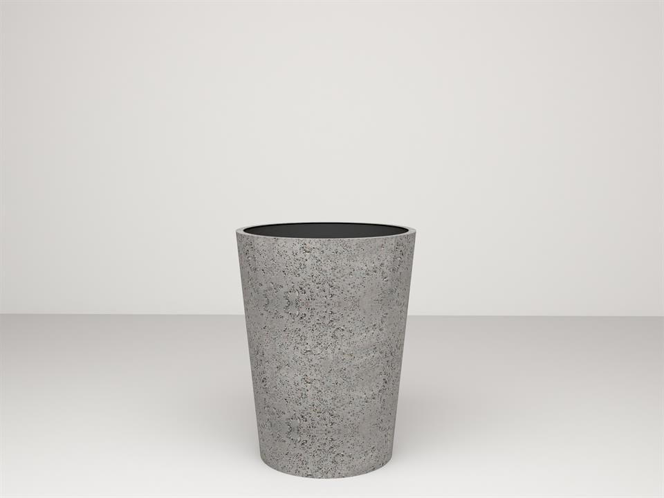 SAKSIPARK-Sina Serisi Yuvarlak Beton Gri Saksı
