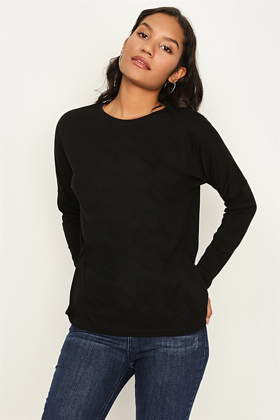 Kadın Bisiklet Yaka Rahat Kesim Basic Body