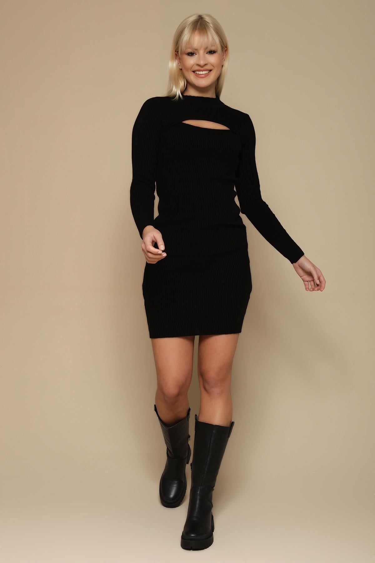 Kadın Cut Out Detaylı Triko Elbise