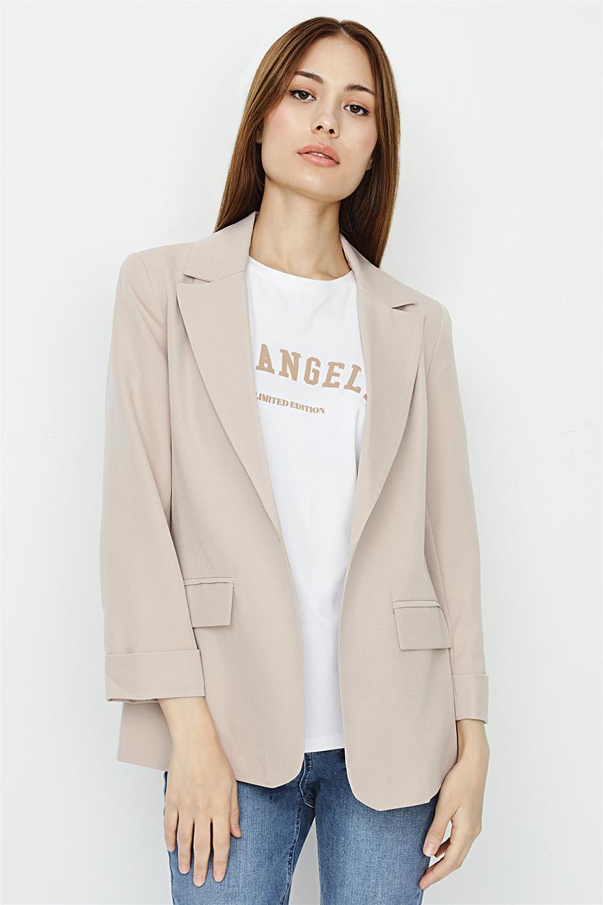 Kadın Astarlı Dokuma Blazer Ceket
