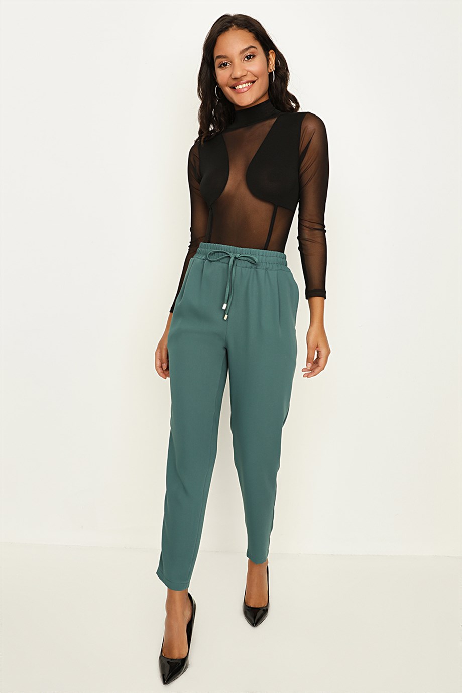 Kadın Beli Lastikli Rahat Kesim Pantolon · 43