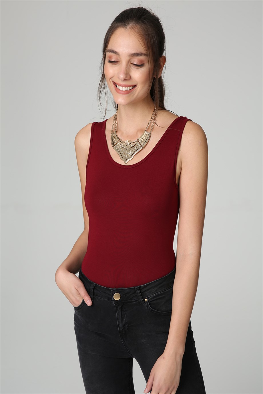 Kadın Bisiklet Yaka Alttan Çıtçıtlı Body · 49