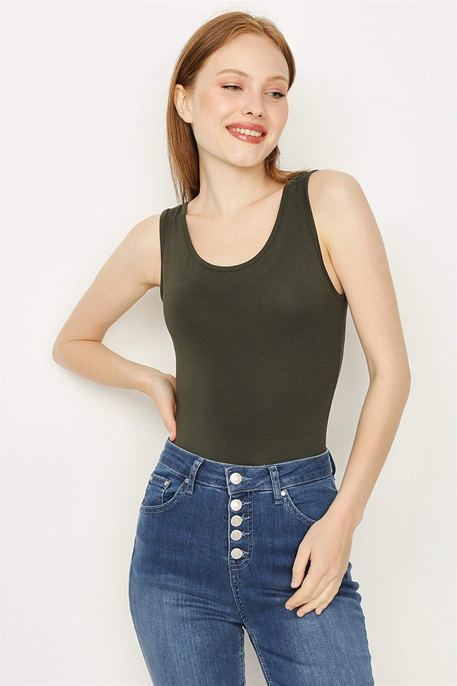Kadın Bisiklet Yaka Alttan Çıtçıtlı Body · 50