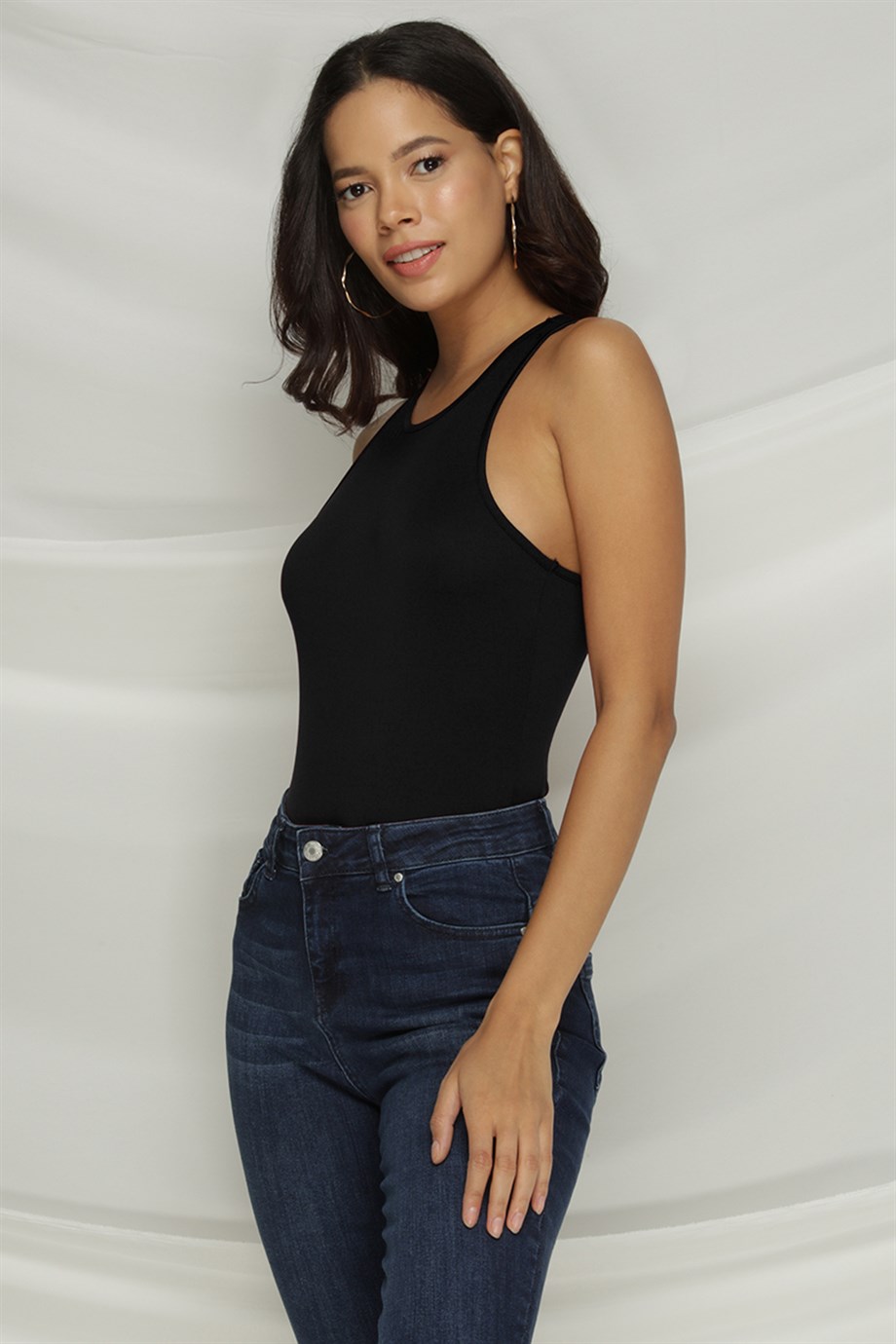 Kadın Bisiklet Yaka Yüzücü Alttan Çıtçıtlı Body