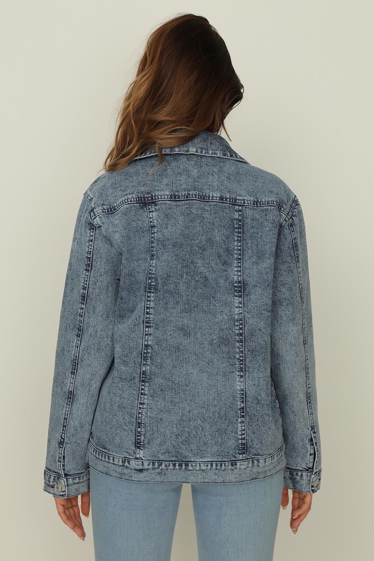 Kadın Cepli Oversize Denim Ceket · 78