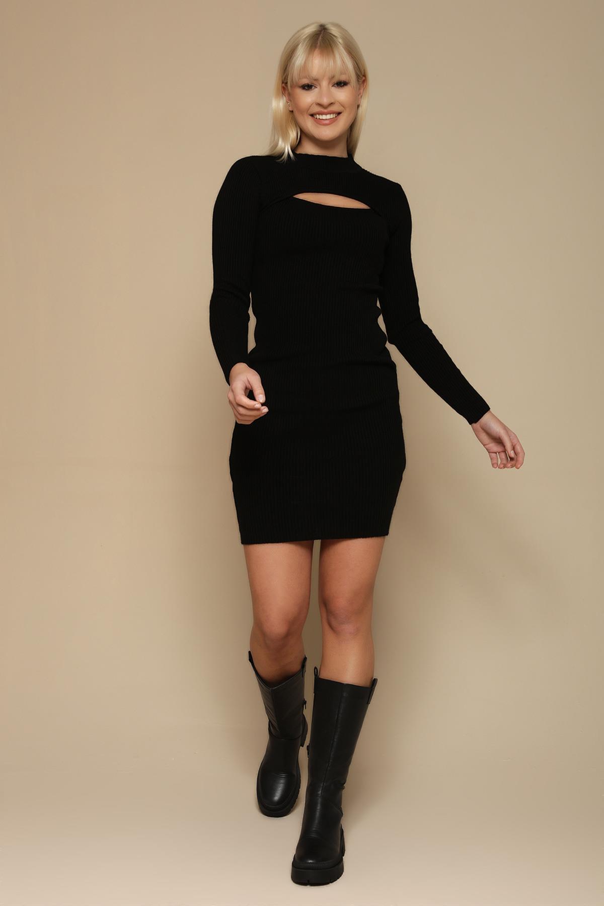 Kadın Cut Out Detaylı Triko Elbise