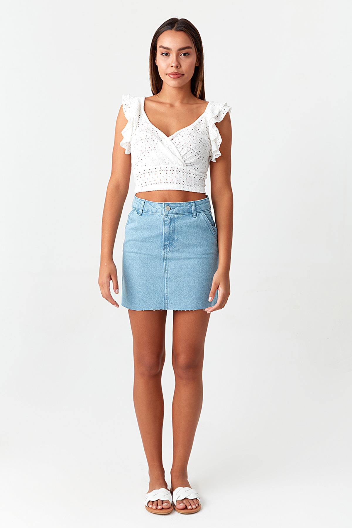 Kadın Denim Mini Etek