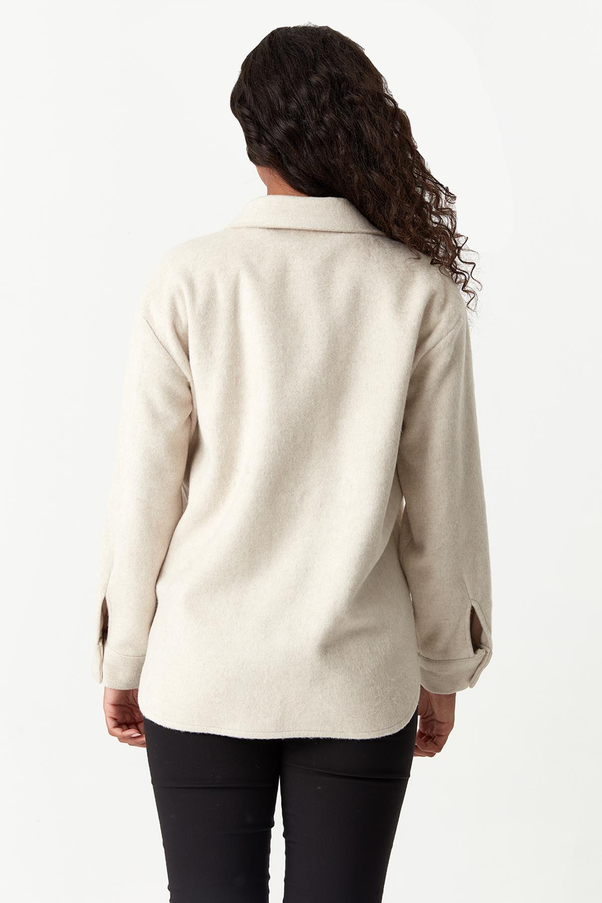 Kadın Kapüşonlu Kaşe Ceket