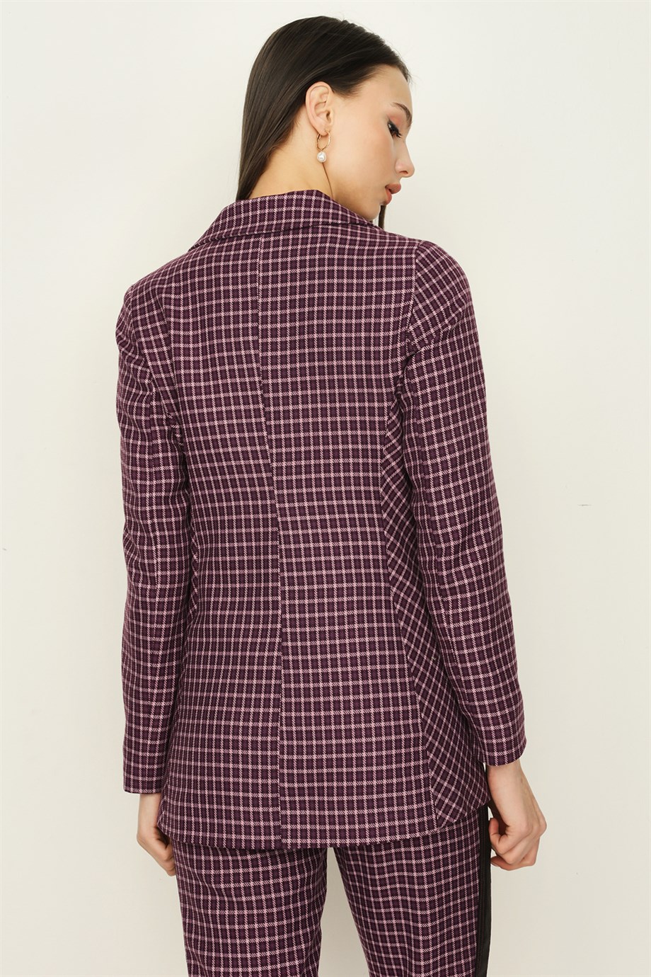 Select Moda Kadın Kareli Blazer Ceket