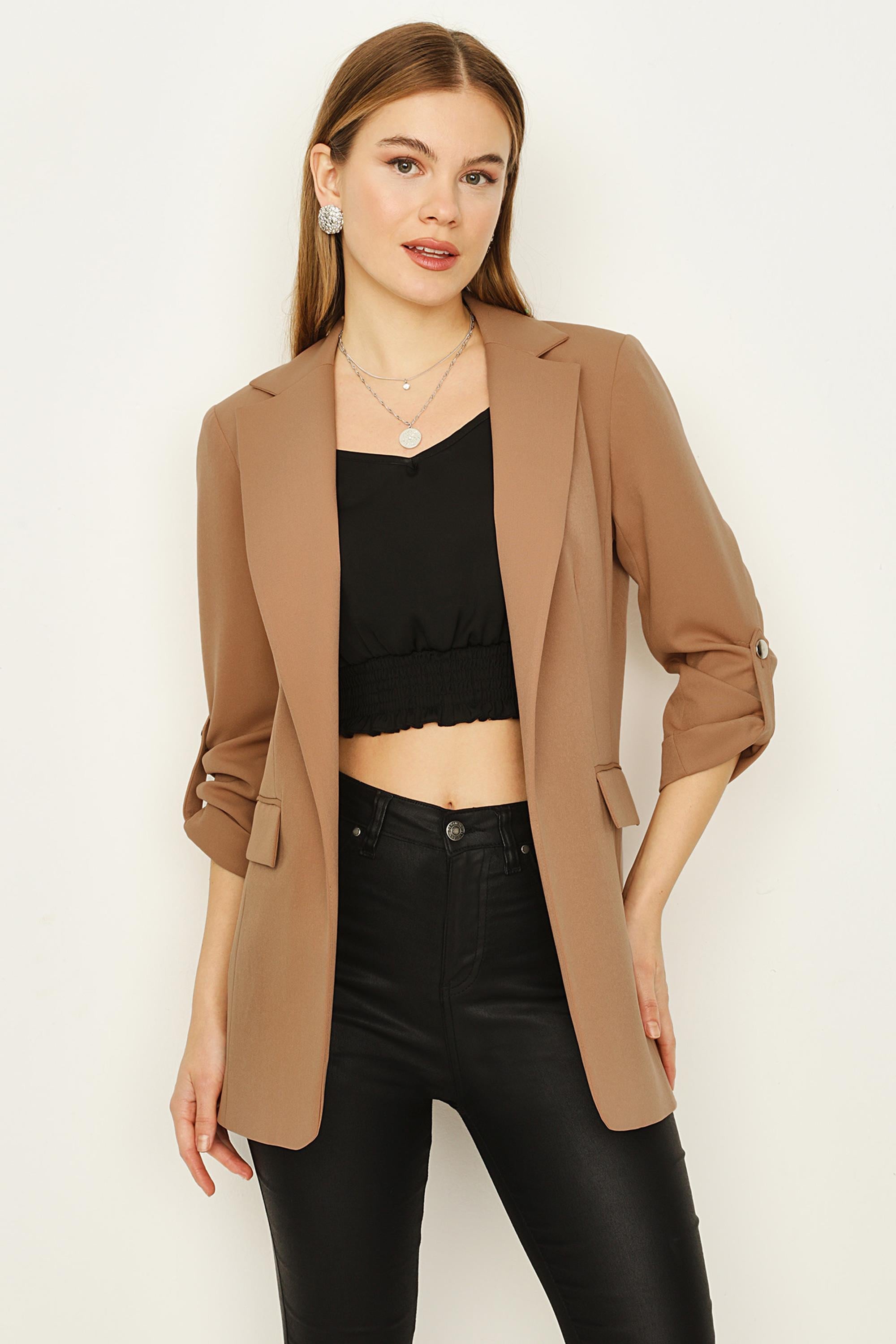 Kadın Kolları Katlamalı Blazer Ceket