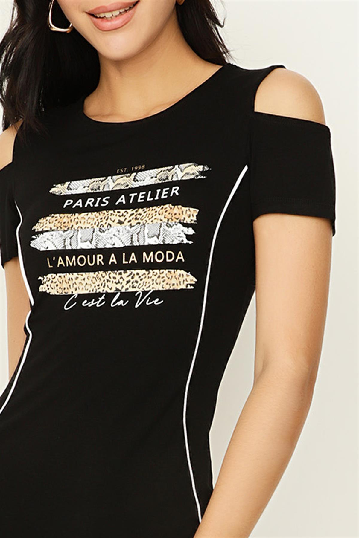 Kadın Omuz Dekolteli Örme Bodycon Elbise · 40