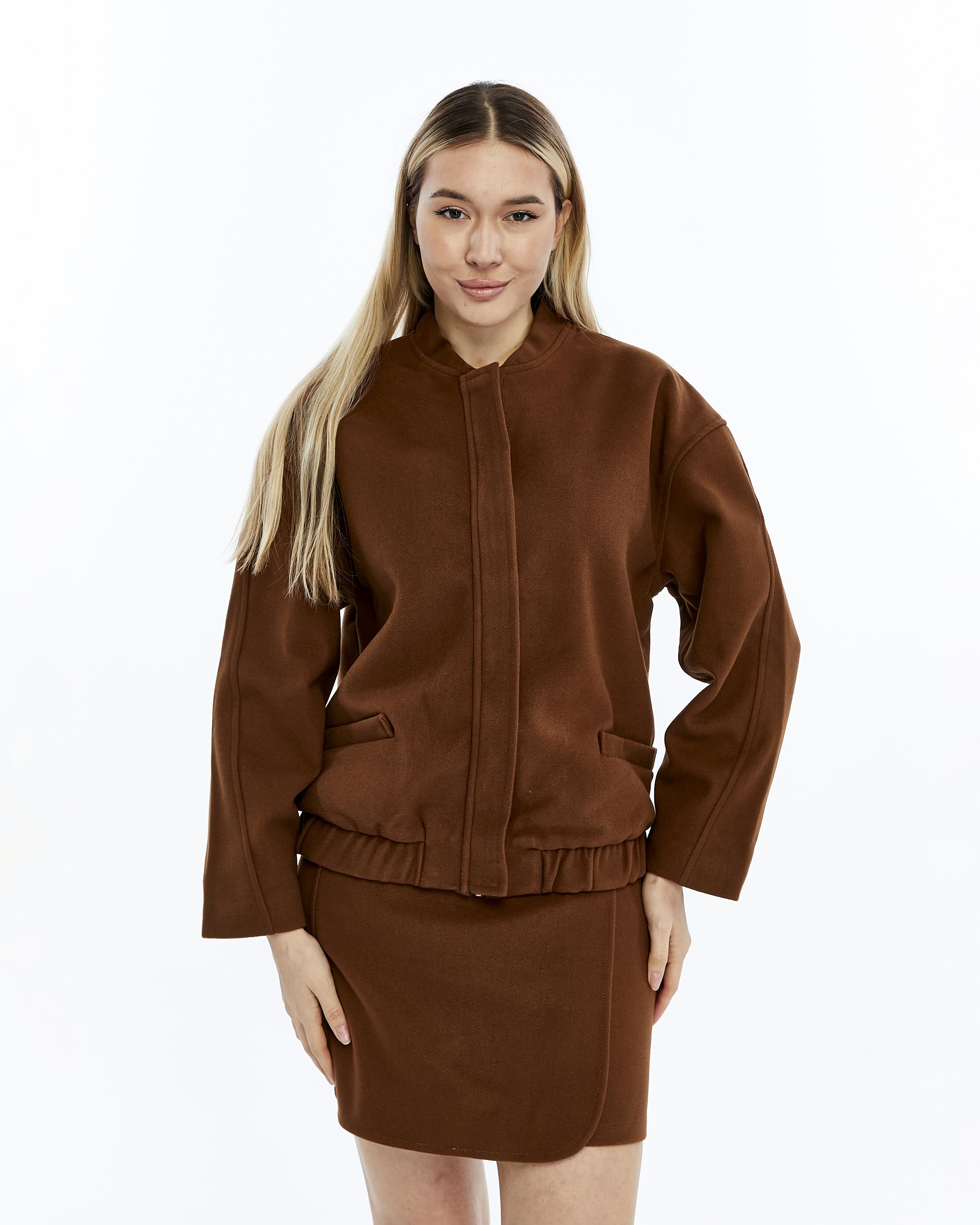 Kadın Önü Bindirmeli Süet Mini Etek