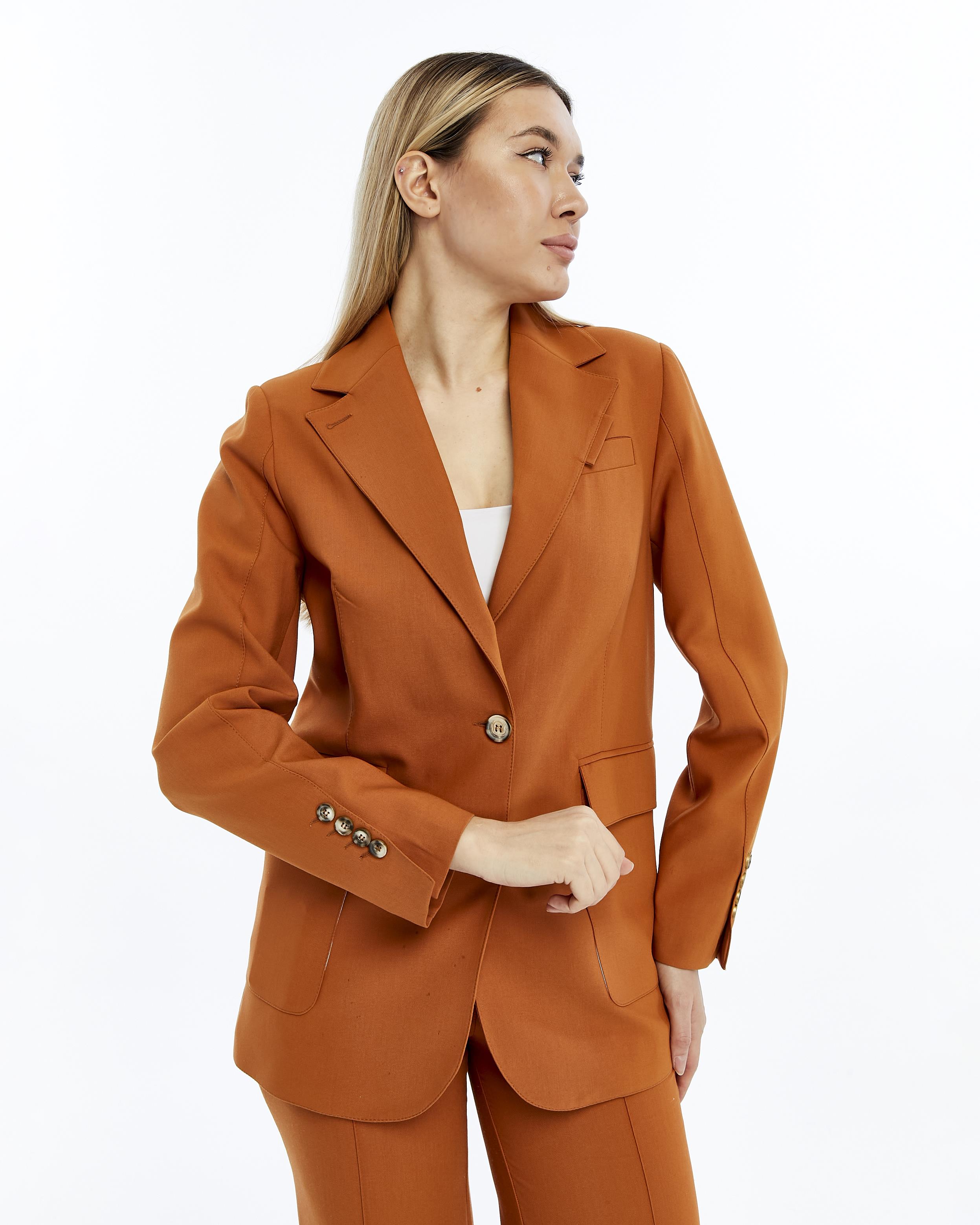 Kadın Tarçın Kemik Düğmeli Blazer Ceket