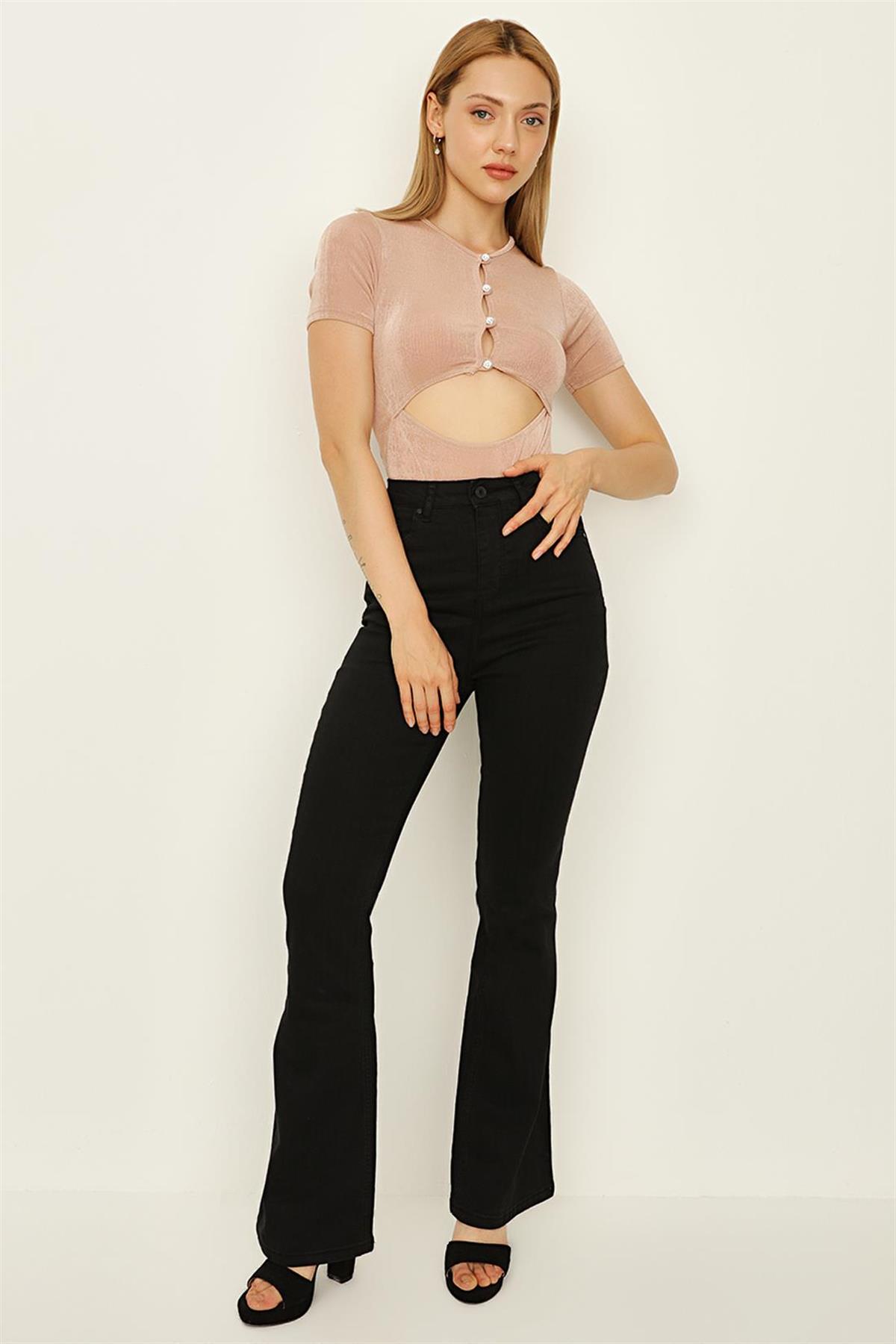 Kadın Yüksek Bel Geniş Paça Jeans · 12