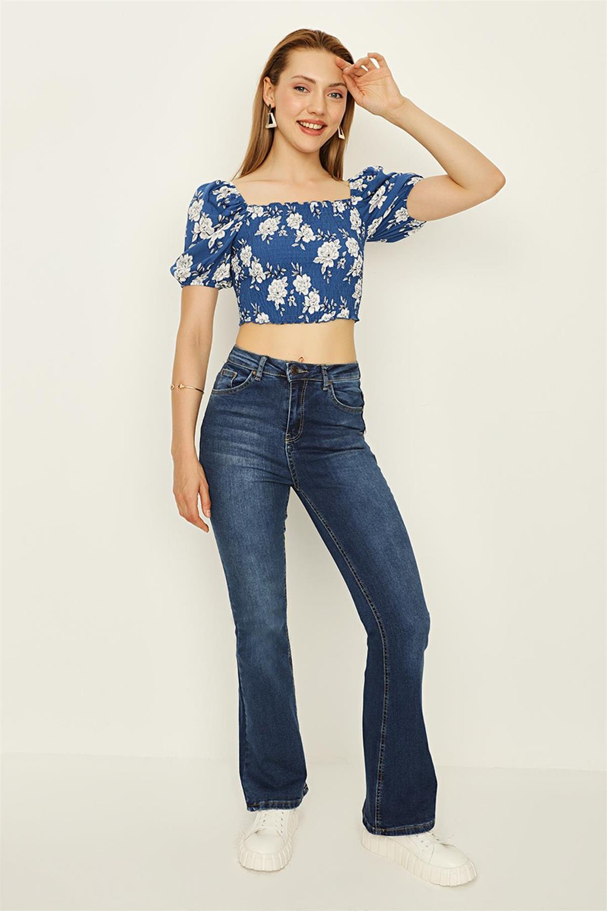 Kadın Yüksek Bel İspanyol Paça Jeans · 11