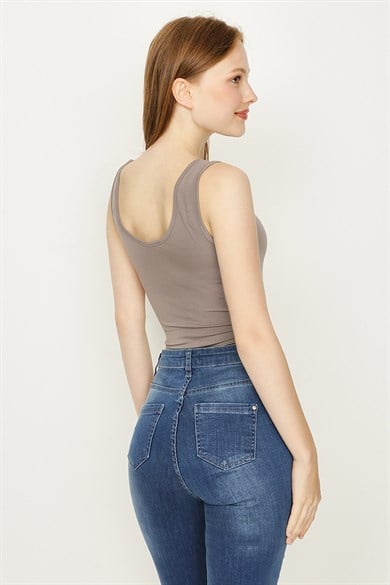 Kadın Bisiklet Yaka Alttan Çıtçıtlı Body