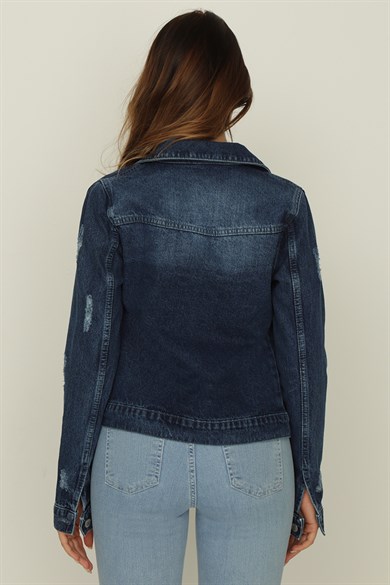 Kadın Düğmeli Denim Ceket