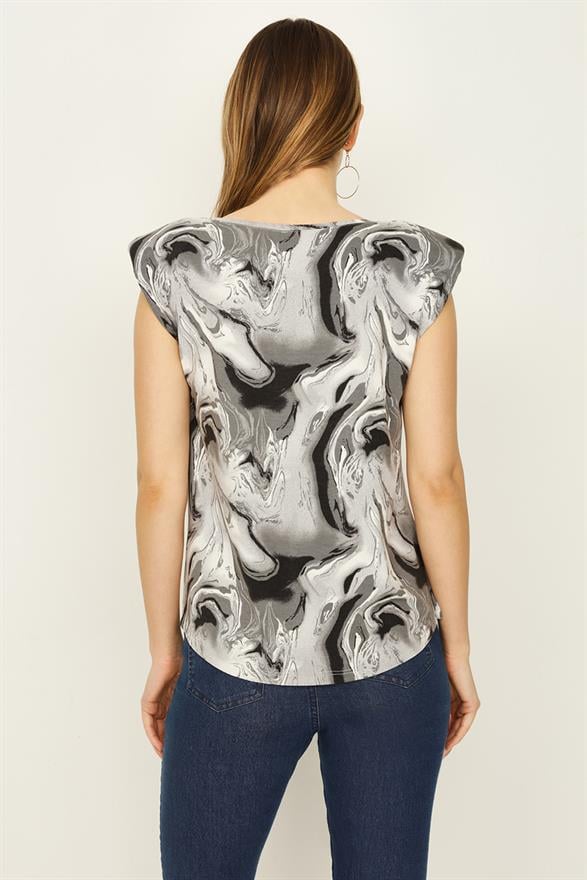 Kadın Vatkalı Oversize Örme T-Shirt