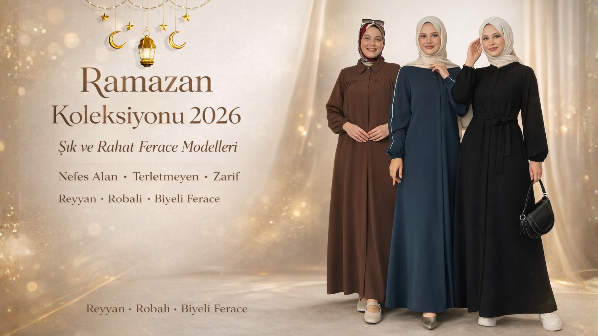 Ramazan tesettür kombinleri ferace modelleri Reyyan Robalı Biyeli ferace