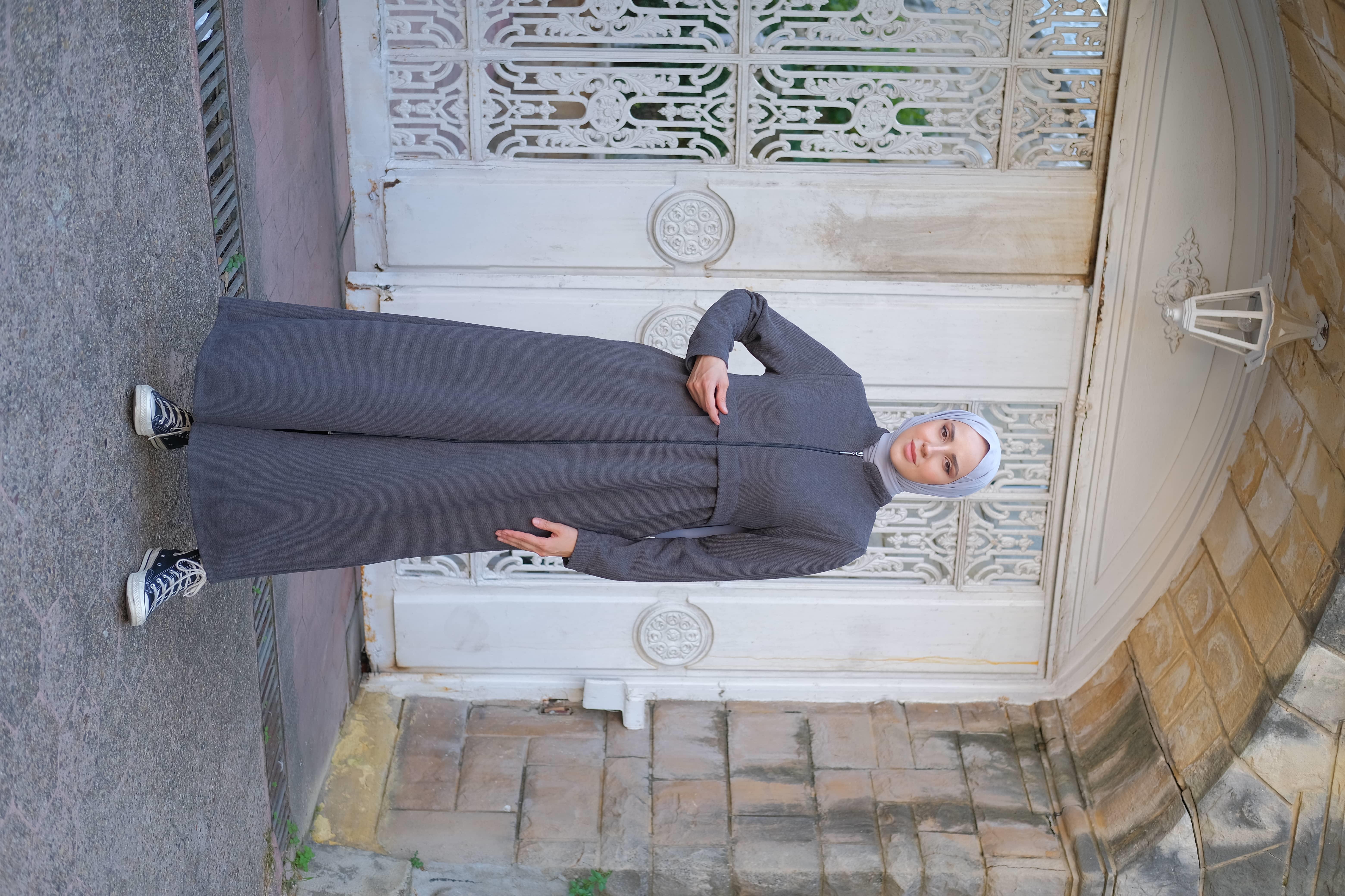 Neva Kışlık Ferace - Gri