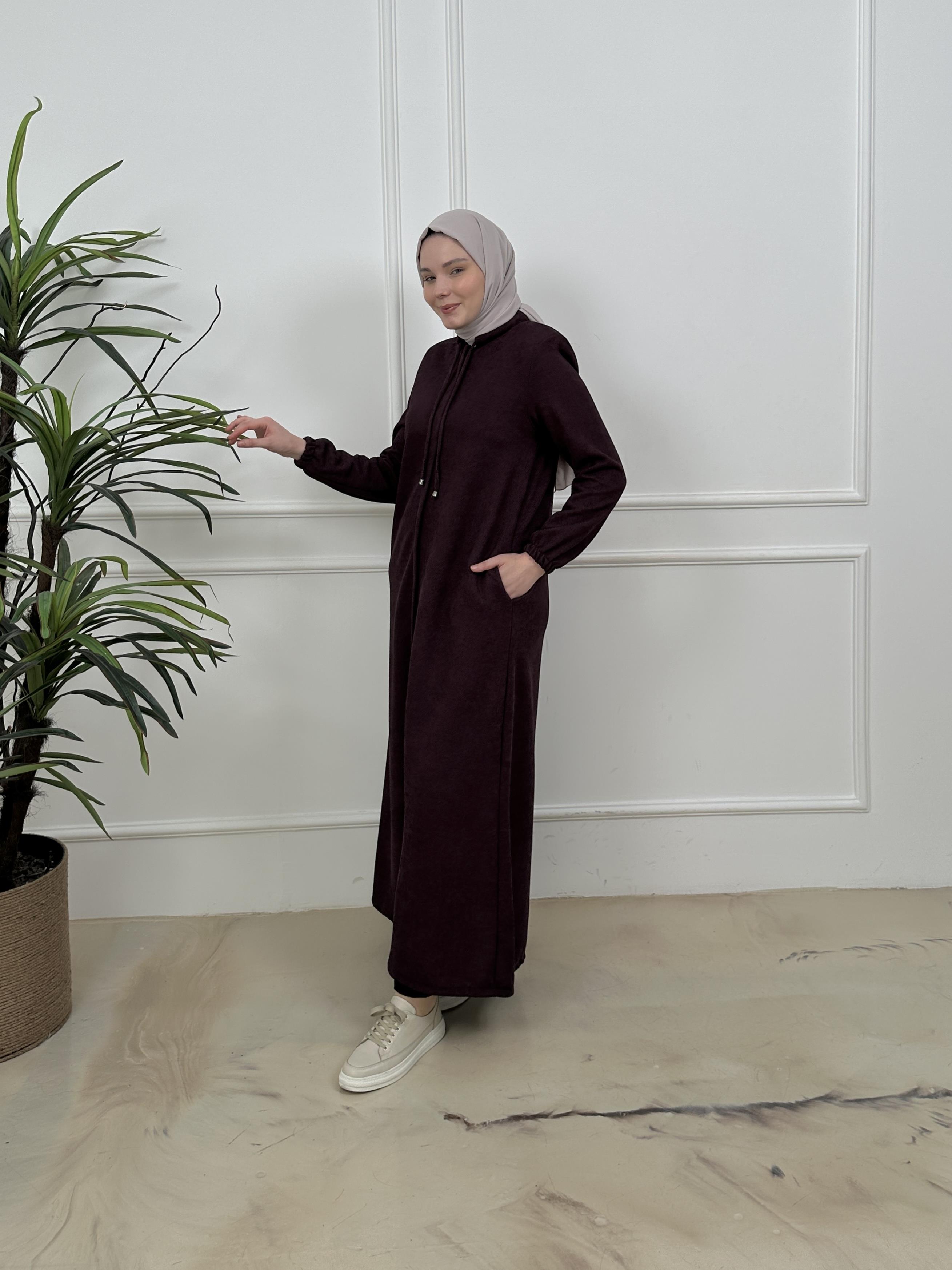 Sade Kışlık Ferace - Mürdüm