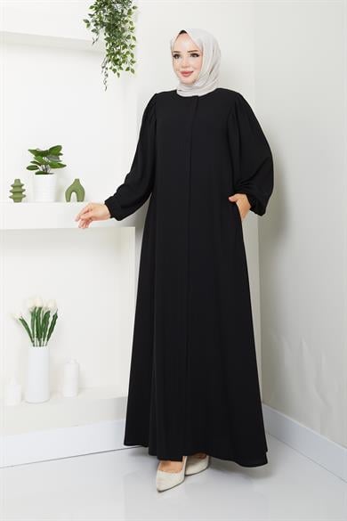 Omuz Pileli Ferace - Siyah