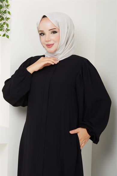 Omuz Pileli Ferace - Siyah