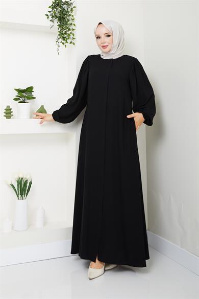 Omuz Pileli Ferace - Siyah