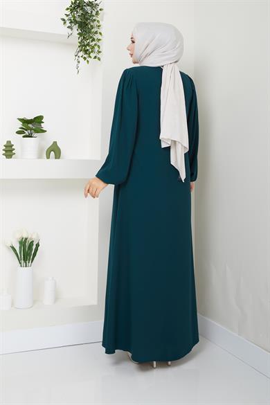 Omuz Pileli Ferace - Zümrüt