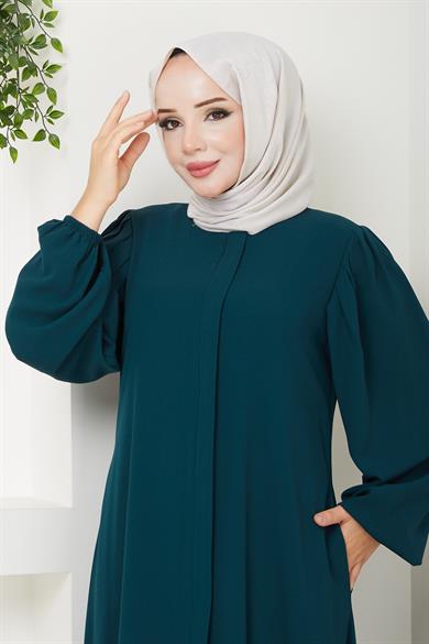 Omuz Pileli Ferace - Zümrüt