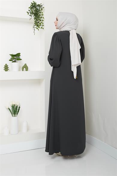 Omuz Pileli Ferace - Füme