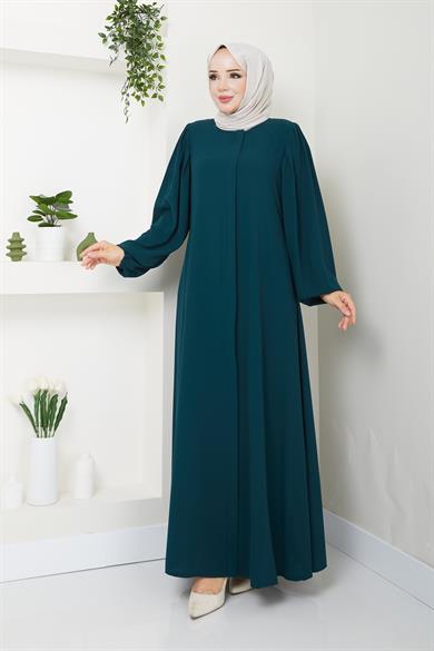 Omuz Pileli Ferace - Zümrüt