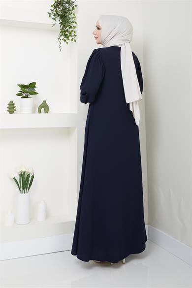 Omuz Pileli Ferace - Lacivert