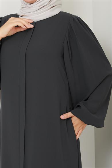 Omuz Pileli Ferace - Füme