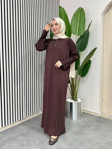 Nehir Triko Elbise - Kahve