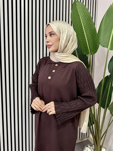 Nehir Triko Elbise - Kahve