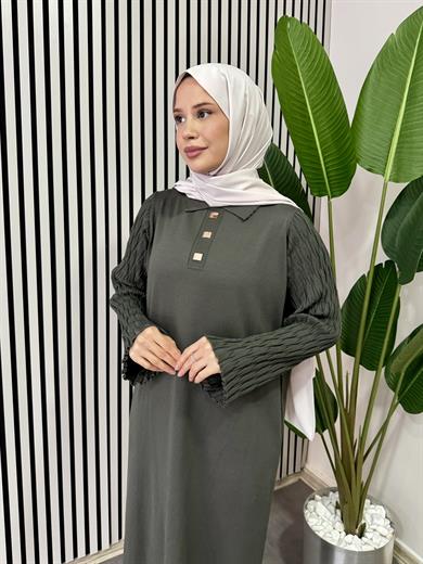 Nehir Triko Elbise - Haki