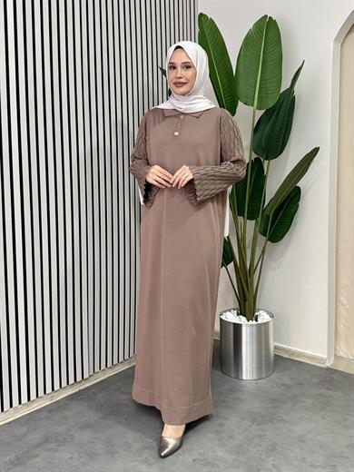 Nehir Triko Elbise - Sütlü Kahve