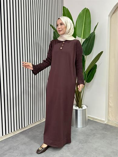 Nehir Triko Elbise - Kahve